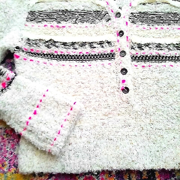 FREE PEOPLE COLOR POP HENLEY PULLOVER SWEATER SZ S EMBROIDERY FRINGE TRIM BOHO - Picture 12 of 15